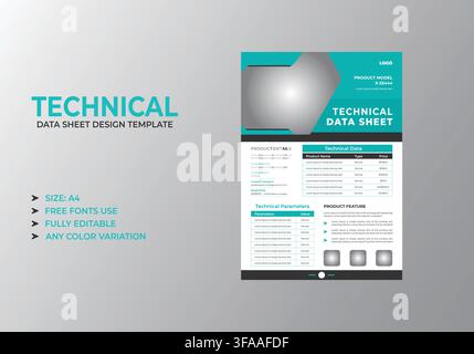 Modern Technical Data Sheet Design Template Stock Vector