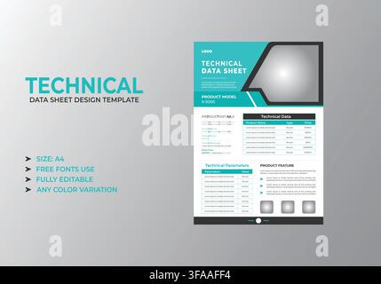 Modern Technical Product Data Sheet Template Stock Vector