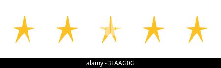 Five star rating yellow elements. Customer feedback ranking details. Stock Vector