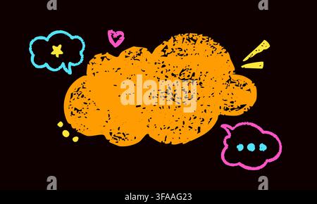 Design with orange crayon text cloud. Stock Vector
