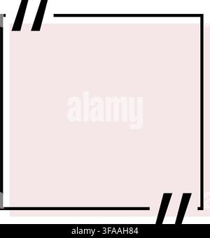 Quote box title isolated. Pink square speech quotation mark frame. Text talk info message box border. Dialog mark speech quotes icon. Vector png illus Stock Vector