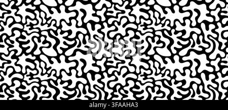 Black and white organic coral seamless pattern. Brain style line abstract. Contemporary retro simple marine algae texture. Vector illustration Stock Vector