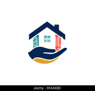 Safe Hand Care Real Estate Property Mortgage Protection Logo Stock Vector