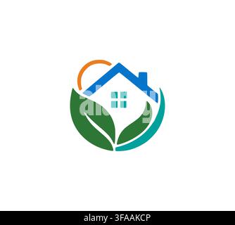 Eco Friendly Green Real Estate Natural Solar House Logo Stock Vector