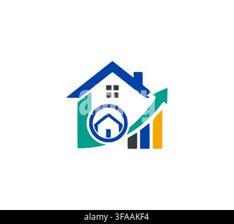 Property Search Real Estate Investment Financial Analytics Logo Design Stock Vector