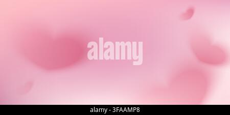 Pink background with romantic soft hearts, gradient light effects, dreamy Valentine's Day, perfect for love-themed designs and celebrations. Abstract Stock Vector