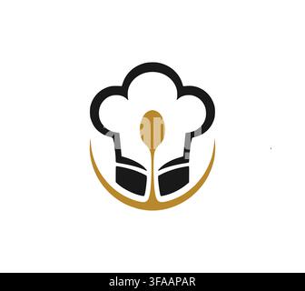 Modern Chef Hat Cooking Spoon Vector Logo For Food Business Stock Vector