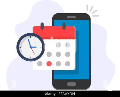 Smartphone Calendar with Clock for Planning Stock Illustration Stock Vector