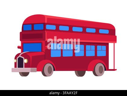 Red Double Decker Bus - Flat Design Illustration Stock Vector