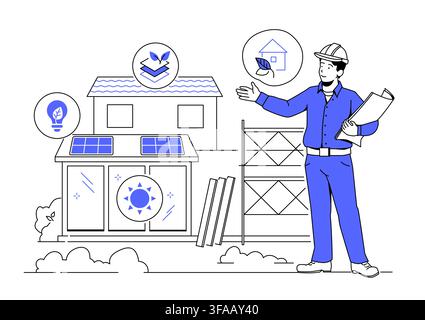 Sustainable Home Construction - Line Design Illustration Stock Vector
