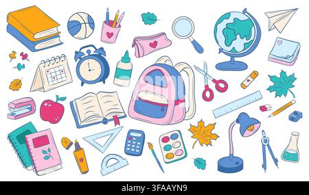 Vector set of school supplies and educational items Stock Vector