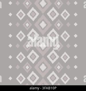 Blue ikat seamless pattern vector background, vertical stripes of geometric rhombus ornament for textile fabric and wallpaper print Stock Vector