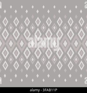 Blue ikat seamless pattern vector background, horizontal stripes of geometric rhombus ornament for textile fabric and wallpaper print Stock Vector