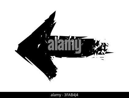 Black grunge arrows with brush stroke texture isolated on white background perfect for artistic design elements direction icons and creative web Stock Vector