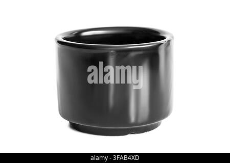 Black ceramic sauce bowl isolated on white background Stock Photo