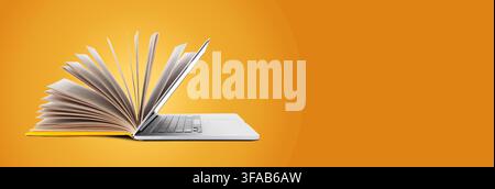 E learning combines digital tools with books for effective studying and knowledge sharing Stock Photo