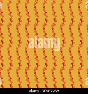 Warm Autumn Heart Vine Stripes Stock Vector