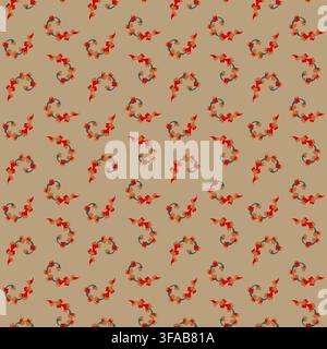 Delicate Floral Sprig Beige Motif Stock Vector