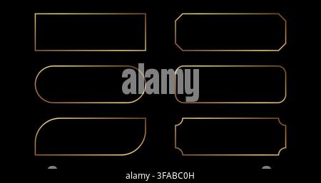 Thin gold rectangle frames with luxurious metallic edges. Premium borders ideal for elegant invitations, certificates and awards. Stock Vector