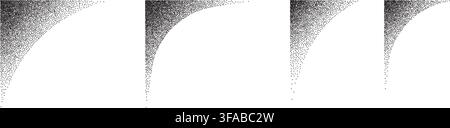 Noise corner borders fade with gradient grain texture. Rectangle frames feature vintage stipple dots and halftone effect for authentic retro photography overlays. Stock Vector