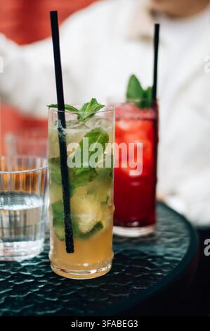 Yellow and red lemonade on the table. High quality photo Stock Photo