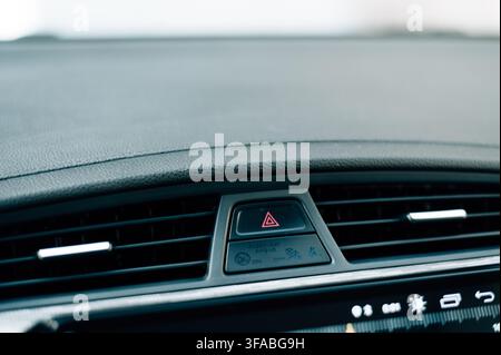 Emergency stop button in a car. High quality photo Stock Photo