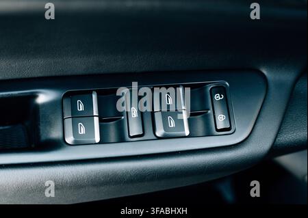 Window control buttons on the door. High quality photo Stock Photo