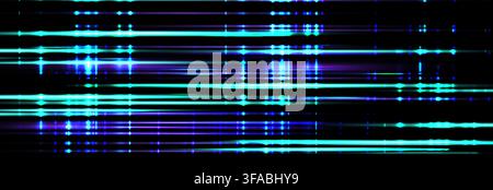Velocity light neon flow, speed rays, zoom in motion effect, purple and blue glow speed lines, colorful light trails, stripes. Abstract background Stock Vector