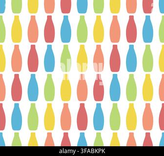 Seamless pattern of rainbow vases. Colored glass jars. Crystal Ware. Bright pattern on a white background. Vector illustration Stock Vector
