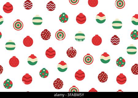 Seamless pattern of Christmas multi-colored balls. Randomly scattered Christmas tree toys. New Year pattern. Different patterns on Christmas balls. Ve Stock Vector