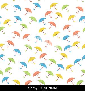 Seamless pattern of multi-colored umbrellas. Chaotic location. Bright colors Stock Vector