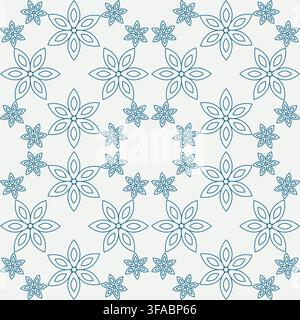 Seamless pattern of contour flowers or snowflakes. on a white background. Tile pattern. Symmetry. Geometry Stock Vector