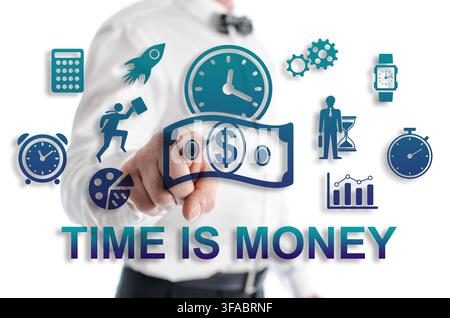 Time is money concept shown by a man in background Stock Photo
