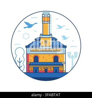 Fotografiska Museum Stockholm Landmark Line Icon Stock Vector