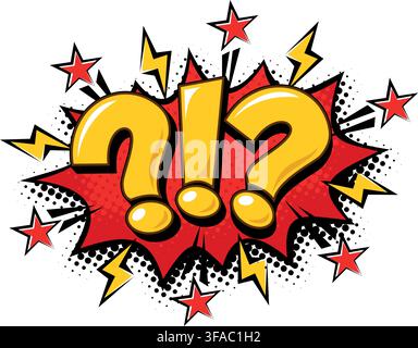 Explosive emotional exclamation in comic book style. Question and exclamation marks icon on transparent background Stock Vector