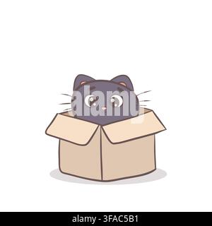 Cute cat sitting inside a cardboard box Stock Vector