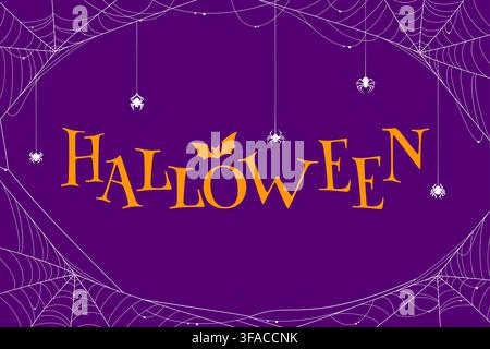 Halloween background with white cobweb threads Stock Vector