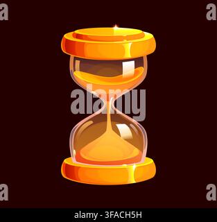 Golden hourglass sandglass cartoon icon for game Stock Vector