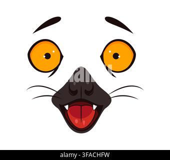 Cartoon face or animal emoji with comic funny face Stock Vector