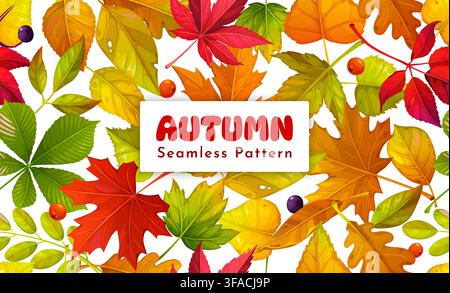 Autumn season leaves seamless pattern background Stock Vector