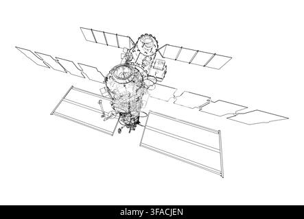 detailed illustration of a satellite in orbit Stock Vector
