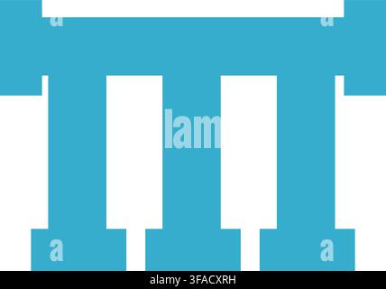 A bold blue letter M icon designed in a sturdy structural pillar style. Stock Vector