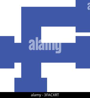 A blue abstract monogram resembling the letter F made from industrial plumbing pipes. Stock Vector