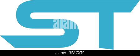 A minimalist blue monogram logo featuring the letters S and T combined in a modern geometric style. Stock Vector