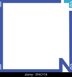 A modern minimalist logo design featuring a blue geometric square frame with the letter N incorporated into the bottom right corner and a light blue a Stock Vector
