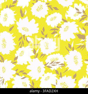 Floral seamless with hand drawn color roses. Cute summer background with flowers and leaves. Modern floral compositions. Fashion vector stock Stock Vector