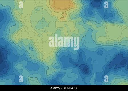 Topographic contour lines showing abstract terrain elevation Stock Vector