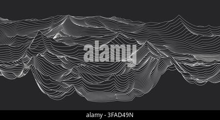 Abstract topographic lines creating dark terrain landscape Stock Vector