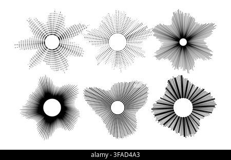 Radial sound waves audio spectrum equalizer collection Stock Vector