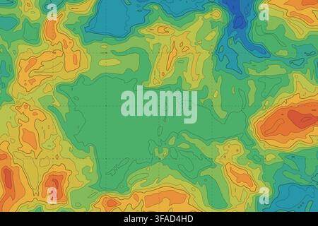 Topographic map showing terrain elevation and contour lines Stock Vector
